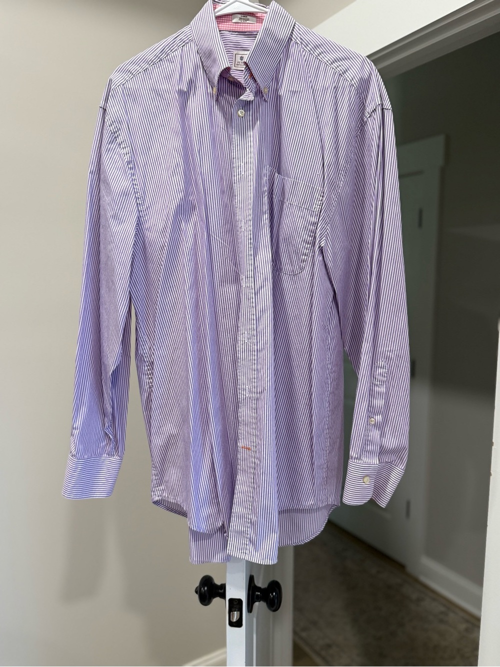 Peter Millar Lavender and White Pinstripe Button-Down Shirt